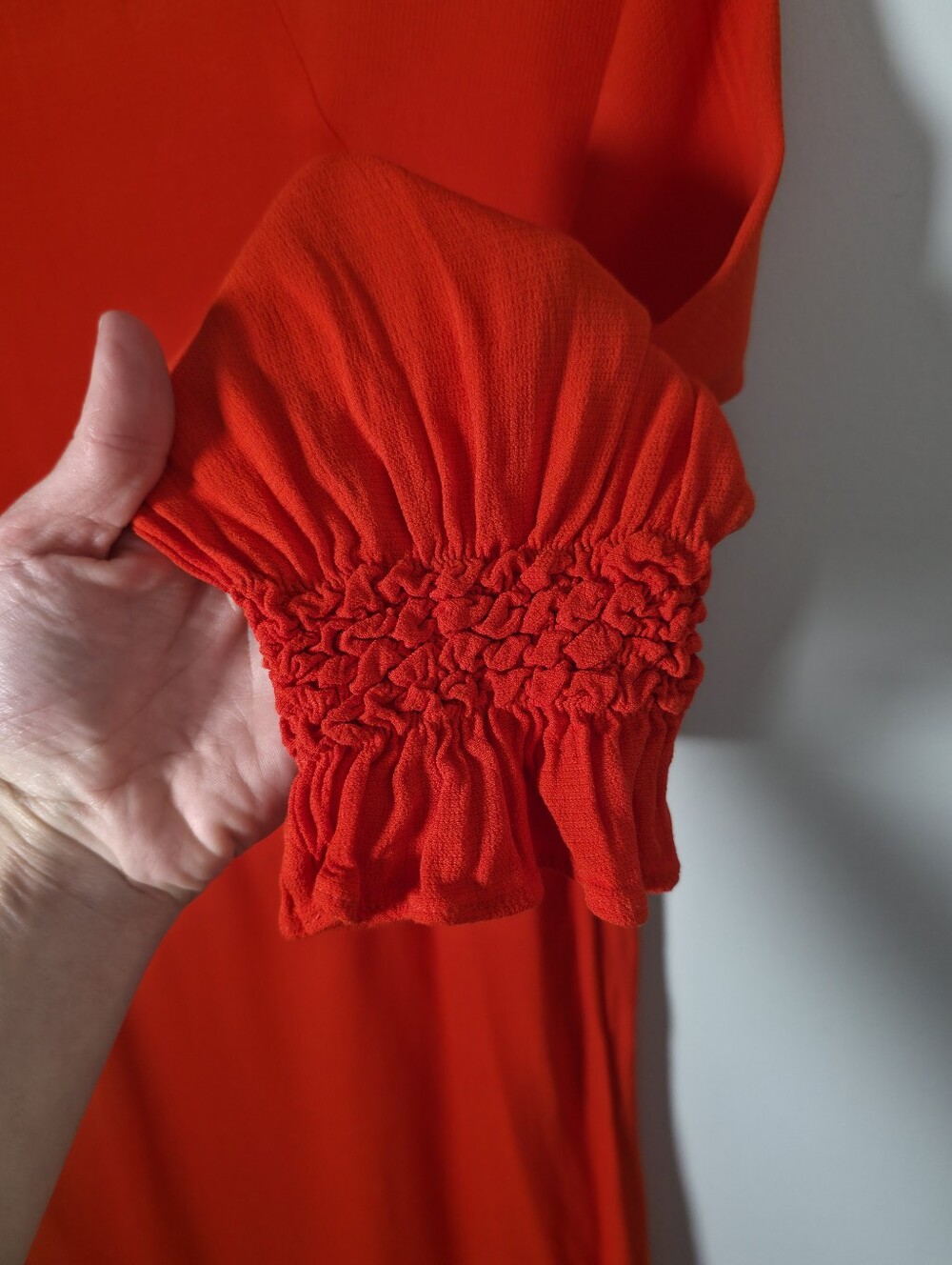 Maje Bright Red Long-Sleeve Ruffle Cuff Dress - Picture 5 of 8